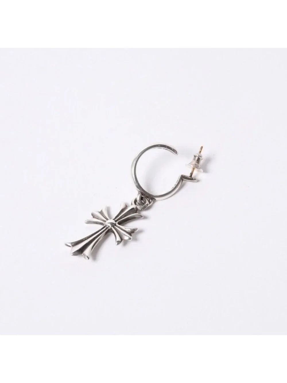 Chrome Hearts 1 Ball Tiny CH Cross Charm Single Earrings 5.2 925 Sterling